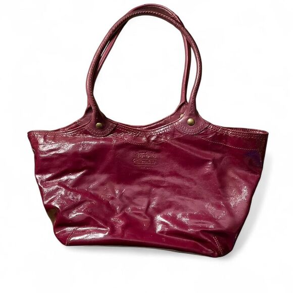Deep Red Leather Coach Purse - Picture 1 of 4
